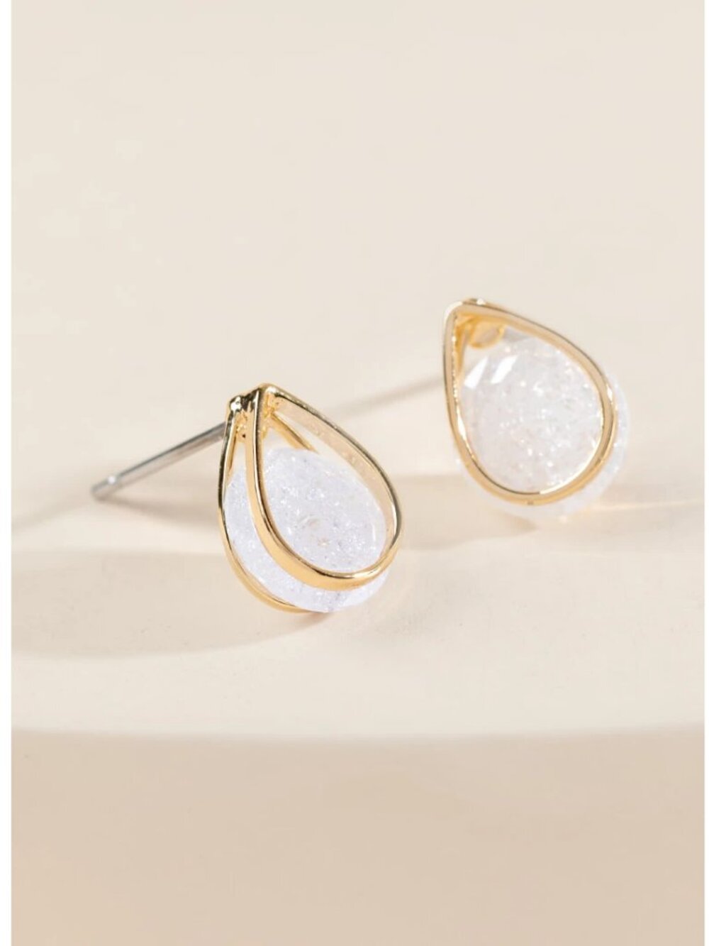 Daphne Crackle CZ Teardrop Studs